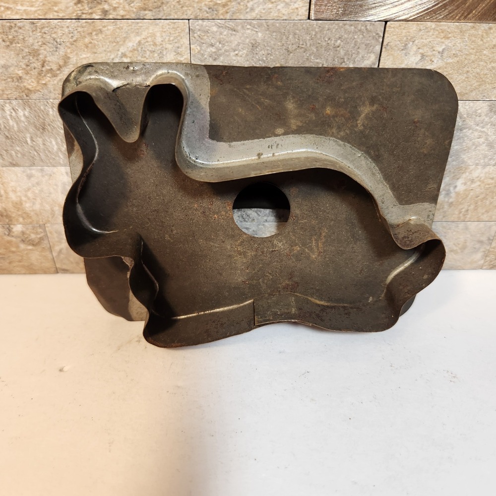 Vintage Primitive Tin Bunny Rabbit Cookie Cutter with Handle Easter Farmhouse 4"